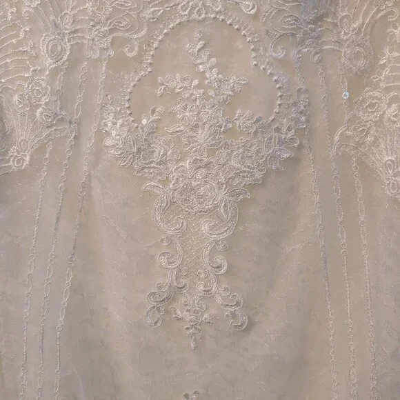 Melissa Sweet Ivory Embroidered Mock Neck Wedding Dress, Size 18W